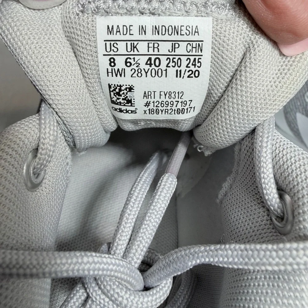 Adidas QT Racer 2.0 Women 8 Grey White Running Shoes FY8312 Cloudfoam Sneakers